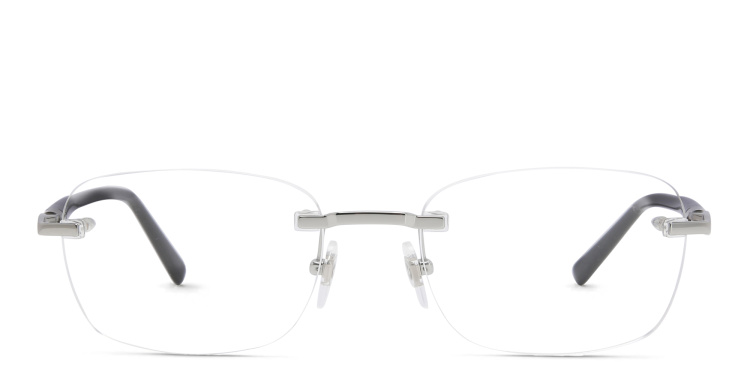 Shop EYE'M Rimless Rectangle Eyeglasses in Silver online.