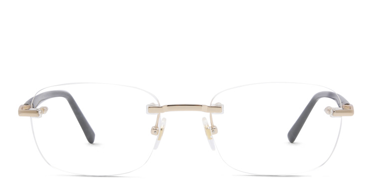 Shop EYE'M Rimless Rectangle Eyeglasses in Gold online.