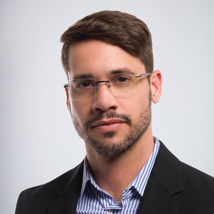 Shop EYE'M Rimless Rectangle Eyeglasses in Gunmetal online.