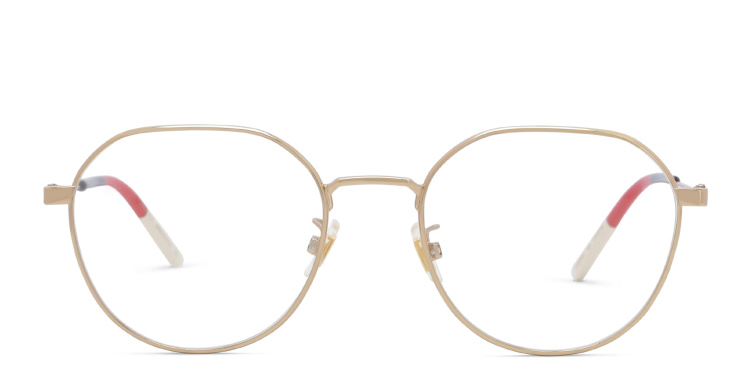 Shop GUCCI Round Eyeglasses in Gold online.