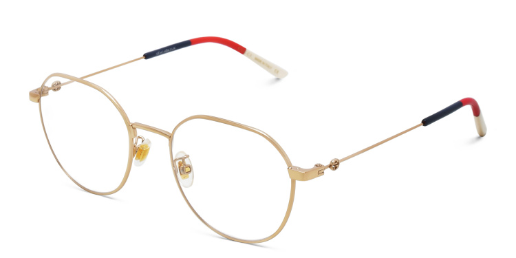 Shop GUCCI Round Eyeglasses in Gold online.