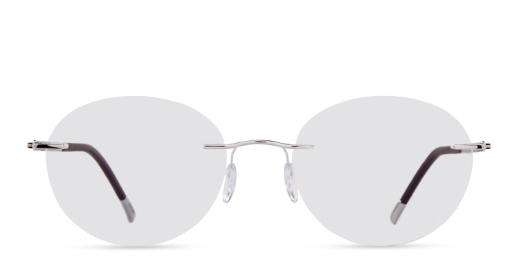 Shop Silhouette Rimless Round Eyeglasses in Silver online.