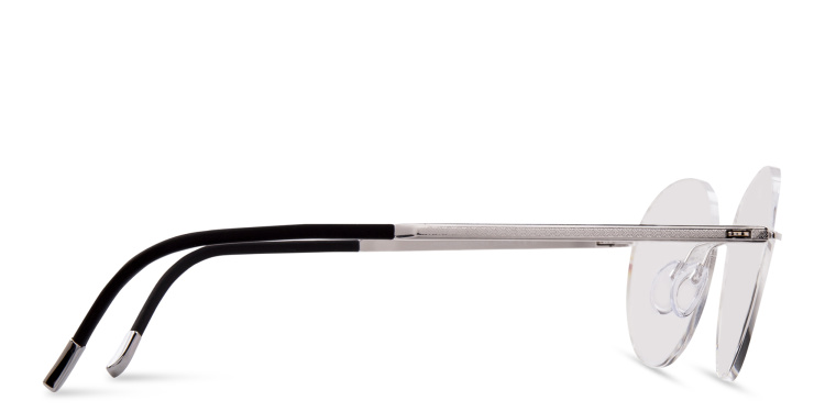 Shop Silhouette Rimless Round Eyeglasses in Silver online.