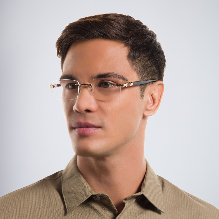 Shop Cartier Signature 'C'de Cartier Rimless Eyeglasses in Havana online.