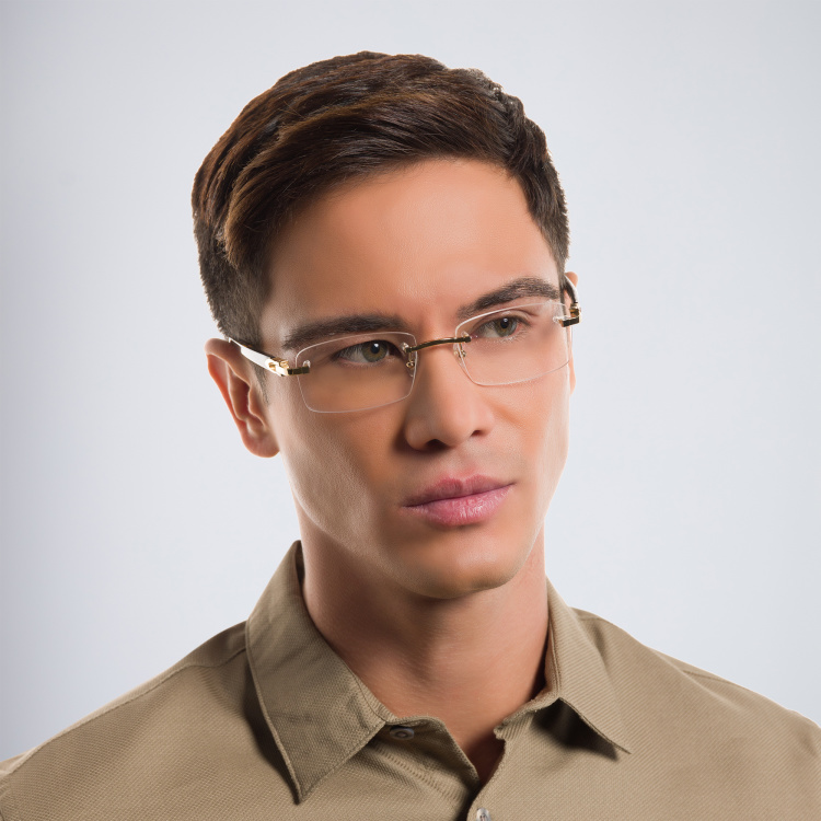 Shop Cartier Signature 'C'de Cartier Rimless Eyeglasses in Havana online.