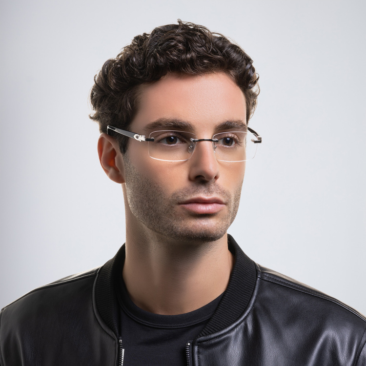 Shop Cartier Signature 'C'de Cartier Rimless Eyeglasses in Silver online.