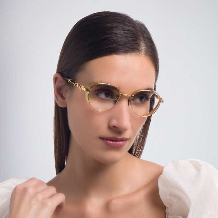 Shop BALMAIN Brigade I Unisex Round Eyeglasses in Gold online.