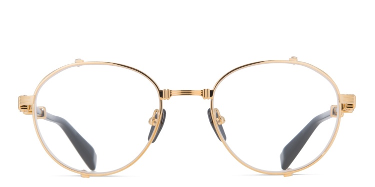 Shop BALMAIN Brigade I Unisex Round Eyeglasses in Gold online.