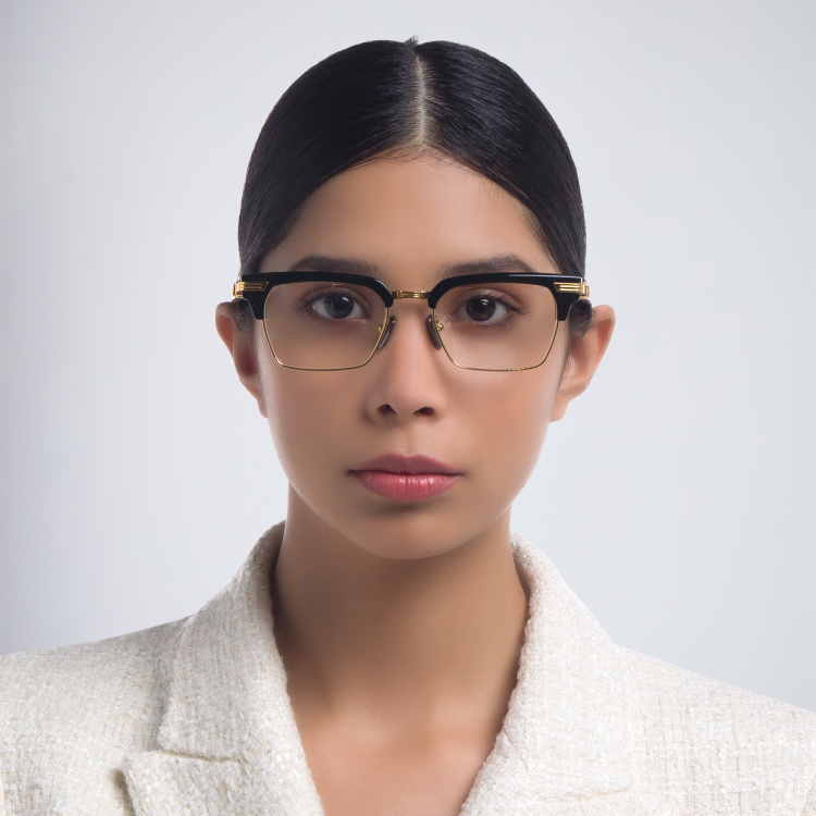 Shop BALMAIN Legion II Unisex Square Eyeglasses in Gold online.