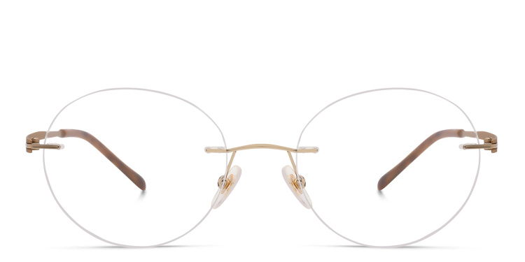 Shop EYE'M Rimless Round Eyeglasses in Gold online.