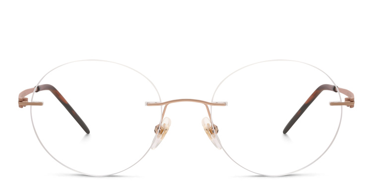 Shop EYE'M Rimless Round Eyeglasses in Brown online.