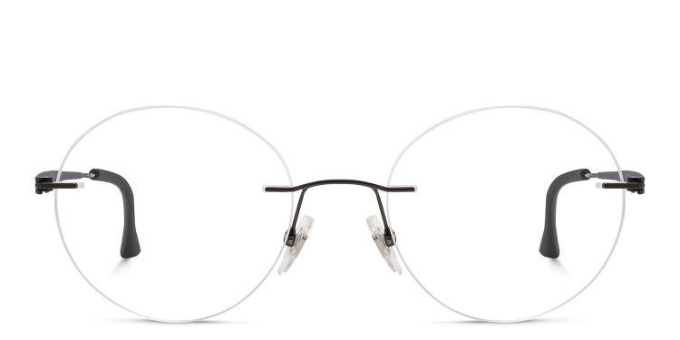 Shop EYE'M Rimless Round Eyeglasses in Black online.