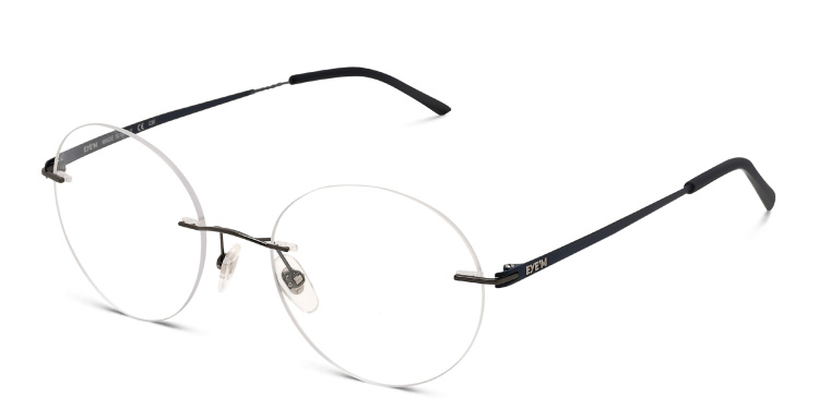 Shop EYE'M Rimless Round Eyeglasses in Black online.