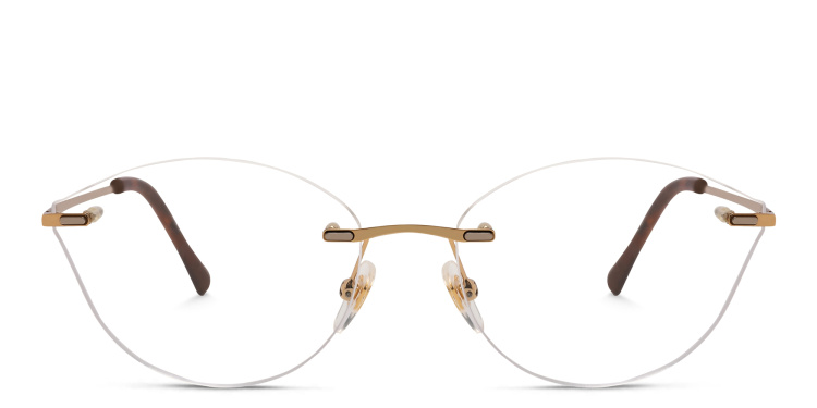 Shop EYE'M Rimless Wide Cat Eye Eyeglasses in Gold online.
