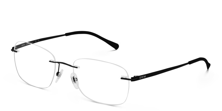 Shop EYE'M Rimless Rectangle Eyeglasses in Black online.