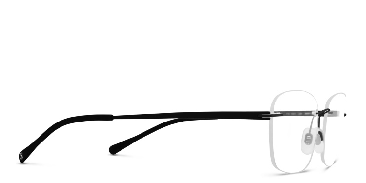 Shop EYE'M Rimless Rectangle Eyeglasses in Black online.