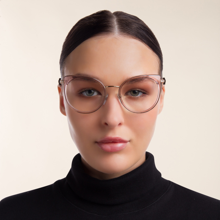 Shop BVLGARI Cat Eye Eyeglasses in Pink online.