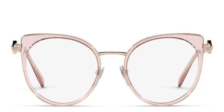 Shop BVLGARI Cat Eye Eyeglasses in Pink online.