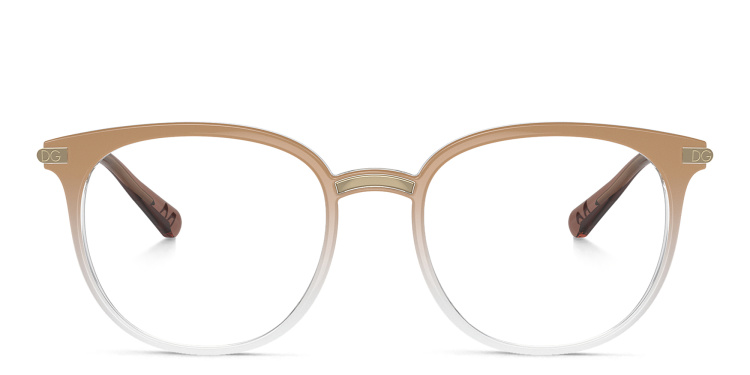 Shop Dolce & Gabbana Logo Panthos Eyeglasses in Beige online.