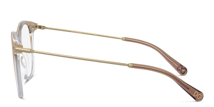 Shop Dolce & Gabbana Logo Panthos Eyeglasses in Beige online.