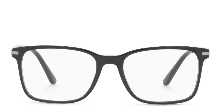 Shop PRADA Wide Rectangle Eyeglasses in Black online.