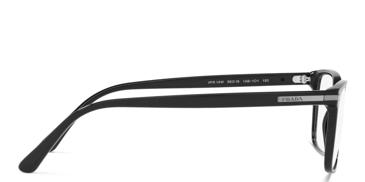 Shop PRADA Wide Rectangle Eyeglasses in Black online.