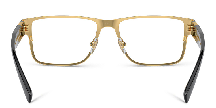 Shop VERSACE Medusa-embellished wide rectangle eyeglasses in Black online.