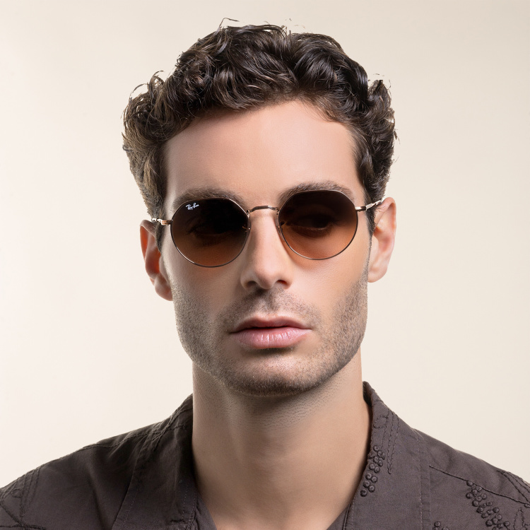 تسوق نظارة شمسية "جاك" بإطار غير منتظم للجنسين راي بان بلون نحاسي أونلاين.