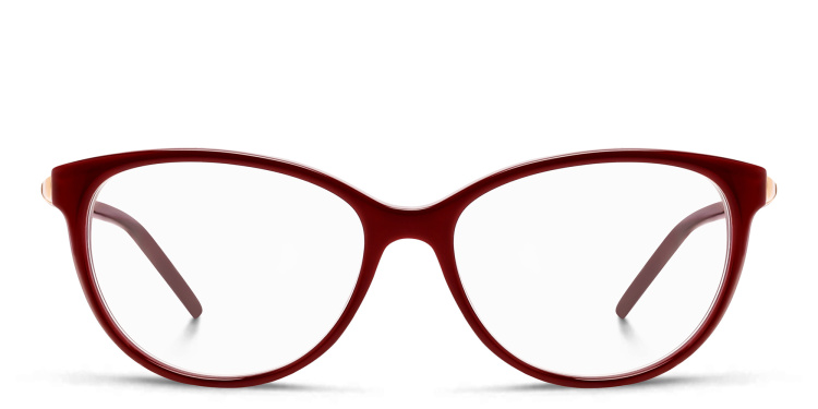 Shop JIMMY CHOO Rectangle Eyeglasses in Red online.