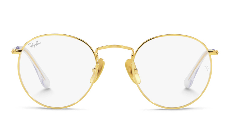 Shop Ray-Ban Unisex Round Eyeglasses in Gold online.