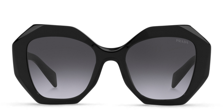 Shop PRADA Irregular Sunglasses in Black online.