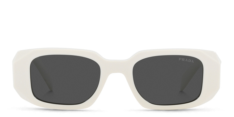 Shop PRADA Rectangle Sunglasses in White online.