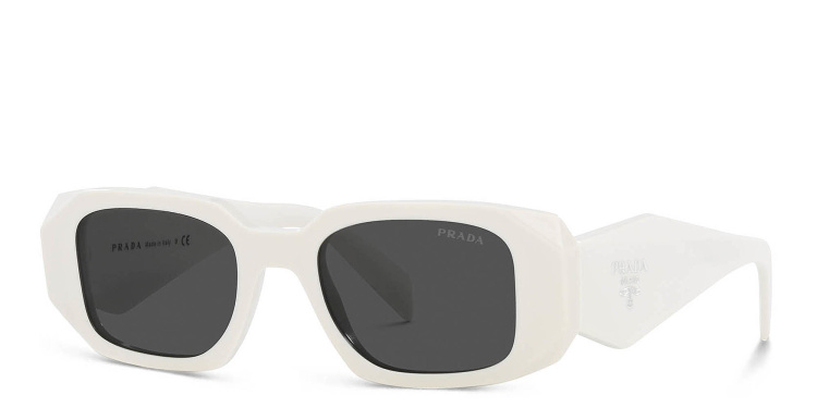 Shop PRADA Rectangle Sunglasses in White online.