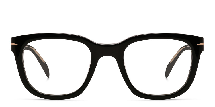 Shop DAVID BECKHAM Square Eyeglasses in Black online.