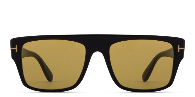 تسوق نظارات شمسية مستطيلة بشعار العلامة توم فورد بلون أسود أونلاين.