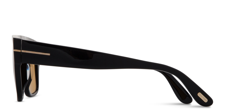 تسوق نظارات شمسية مستطيلة بشعار العلامة توم فورد بلون أسود أونلاين.