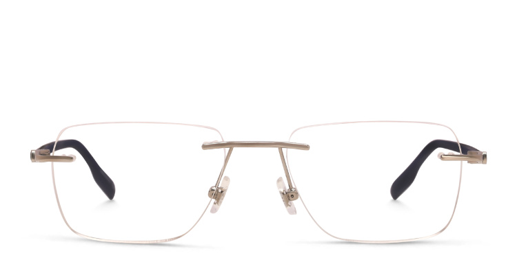 Shop MONTBLANC Rimless Wide Rectangle Eyeglasses in Silver online.