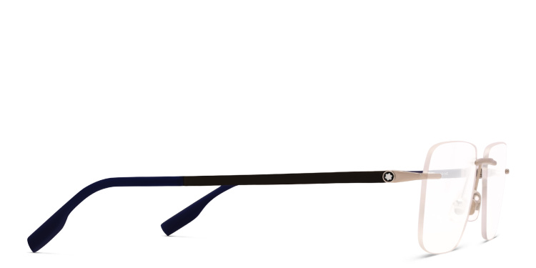 Shop MONTBLANC Rimless Wide Rectangle Eyeglasses in Silver online.