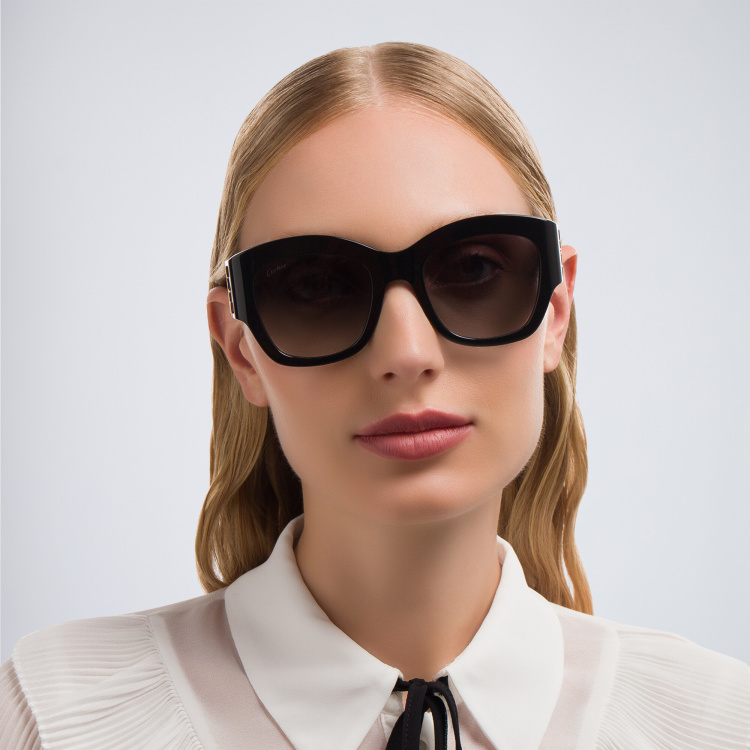 Shop Cartier Signature 'C'de Cartier Cat-Eye Sunglasses in Black online.