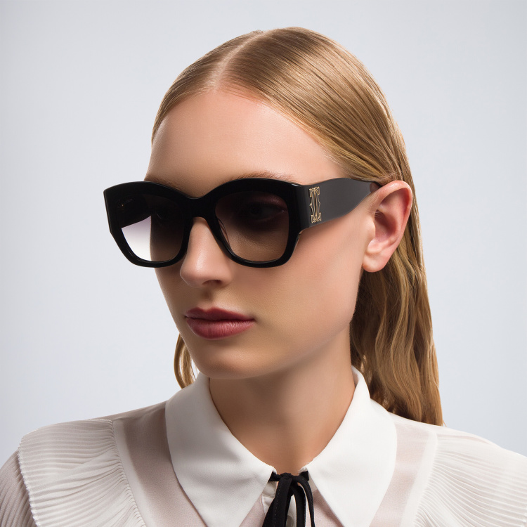 Shop Cartier Signature 'C'de Cartier Cat-Eye Sunglasses in Black online.