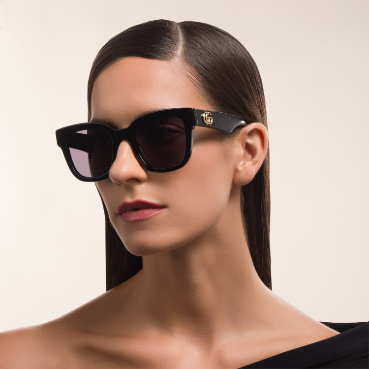 Shop GUCCI Square Sunglasses in Black online.