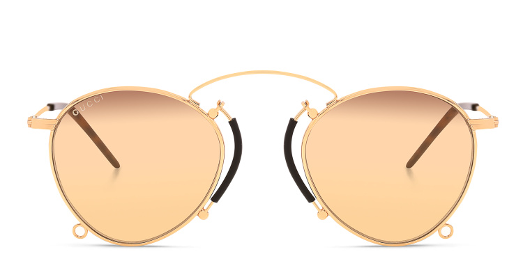 تسوق نظارات شمسية بإطار غير منتظم للجنسين غوتشي بلون ذهبي أونلاين.