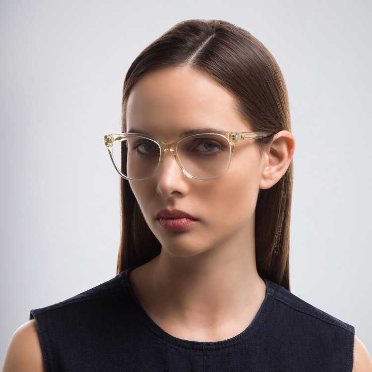 Shop BURBERRY Square Eyeglasses in Yellow online.