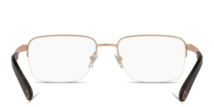 Shop BVLGARI Wide Half-Rim Rectangle Eyeglasses in Gold online.