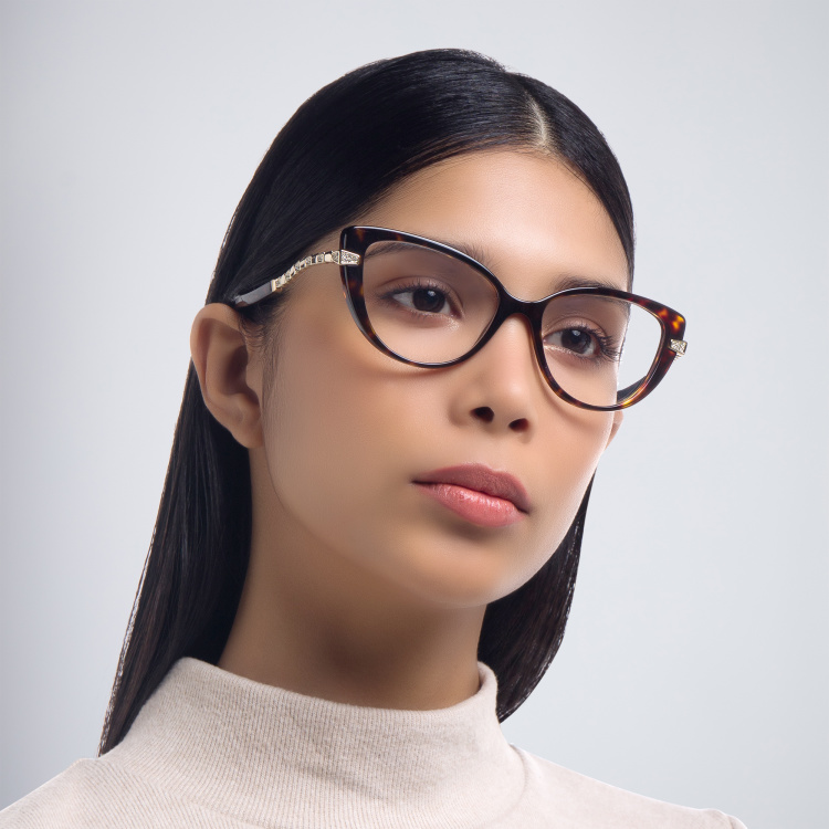 Shop BVLGARI Cat Eye Eyeglasses in Havana online.