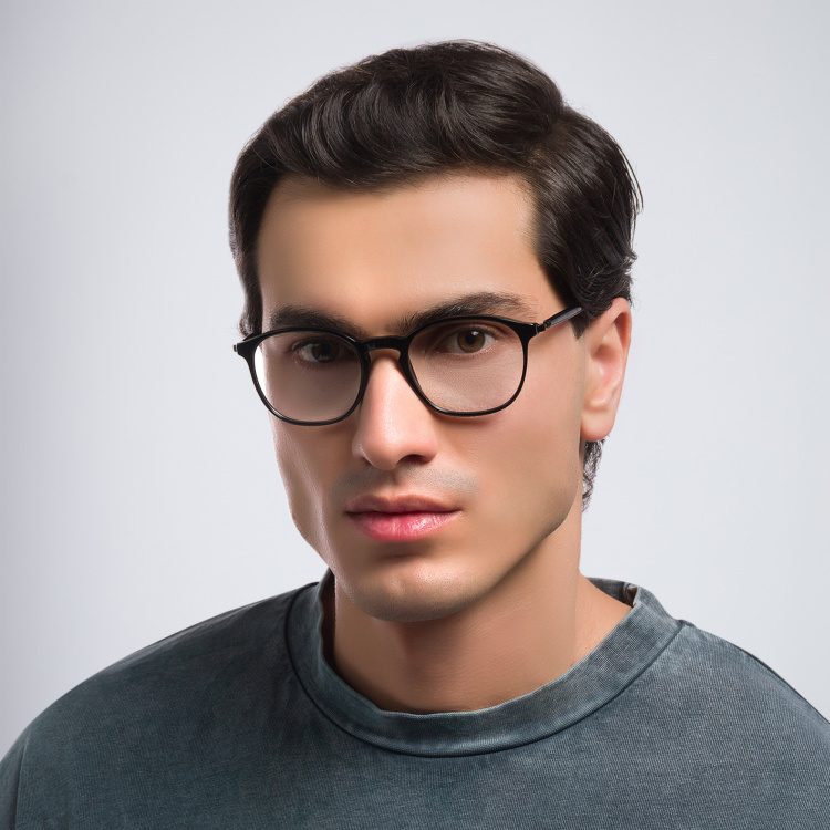 Shop GIORGIO ARMANI Panthos Eyeglasses in Black online.