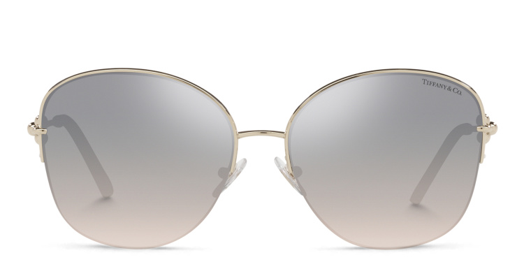 Shop TIFFANY Half-Rim Round Sunglasses in Gold online.