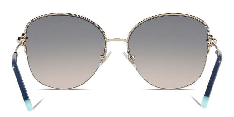Shop TIFFANY Half-Rim Round Sunglasses in Gold online.