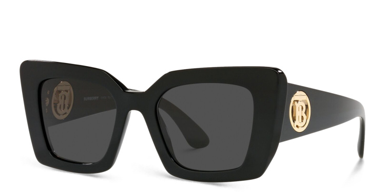 Shop BURBERRY Square Sunglasses in Black online.