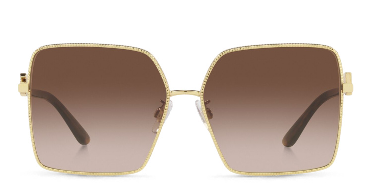 Shop Dolce & Gabbana Oversized Wide Square Sunglasses in Gold online.